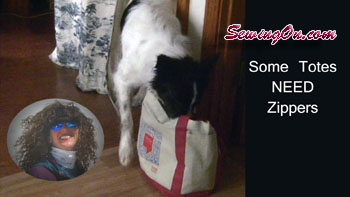 Sew Dog Travel Bag Zipper in Tote